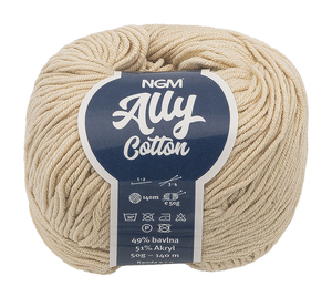 Bellatex Příze ALLY cotton 50g / 140 m šampaň