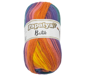 Bellatex Příze PAPATYA BATIK 100g / 360 m žlutá, oranžová, fialová, zelená