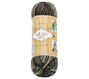 Bellatex Příze ARTISAN 100g / 420 m Šedá, černá, khaki